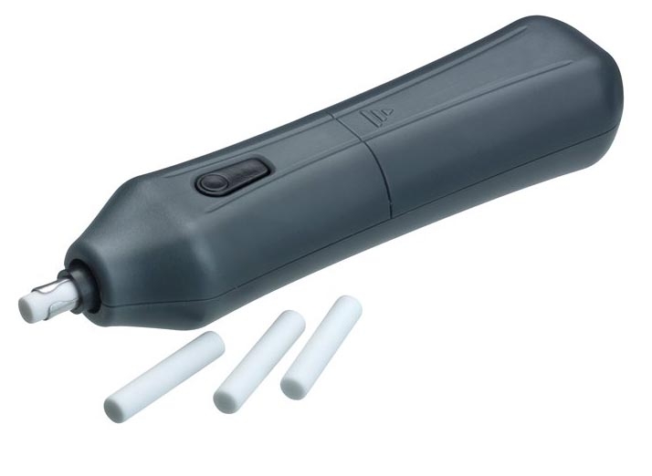 Battery operated electric eraser pen including extra erasers. Preservation Equipment Ltd
