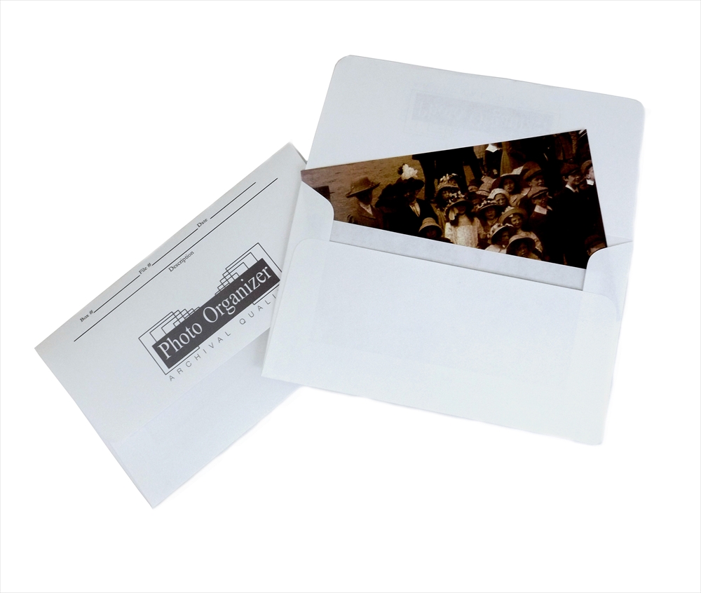 Archival photograph filing box with acid free envelopes Preservation