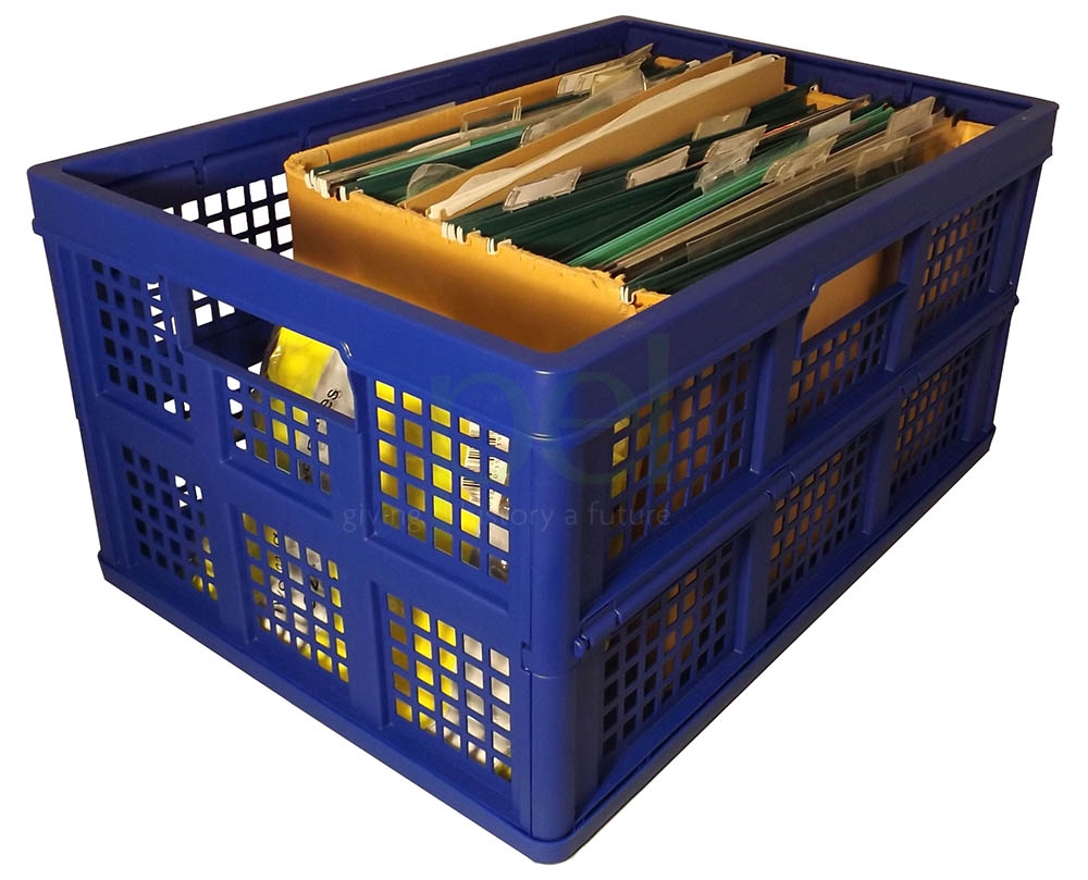 These heavy duty collapsible crates are a tough polypropylene storage